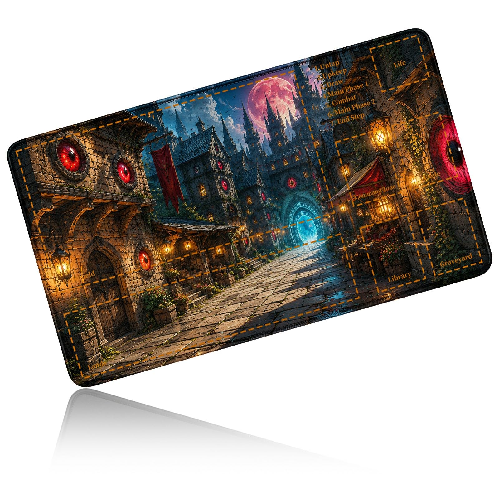 Dikoer for MTG/TCG Playmat w/Zones Commander Deck Mat, Magic Eye Town