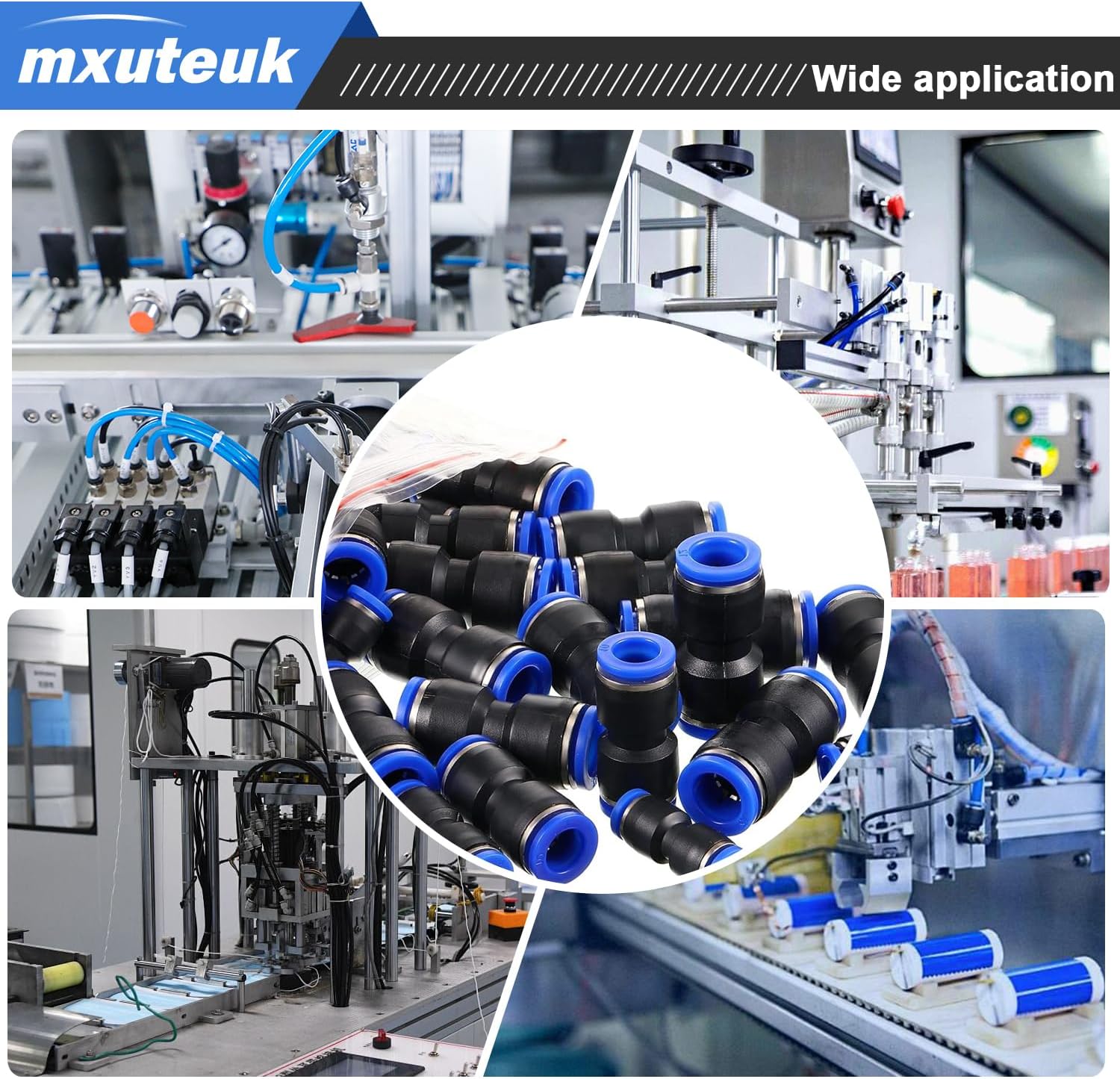 mxuteuk 110PCS Quick Connect Air Hose Fittings,4/6/8/10/12mm Straight Push to Connect Fittings,Air Line Fittings Push to Connect Fitting for Tube