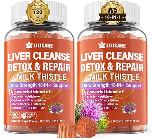 Miniatura 2 de Paquete Gomitas de desintoxicación y reparación de hígado 18 en 1 con cardo mariano e inositol Gummies Ideal 401 Ratio Myo & D-Chiro Inositol