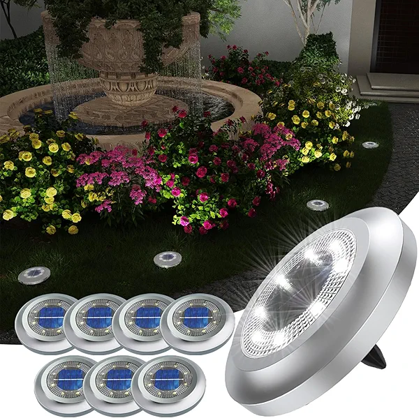 Solar Lights Outdoor， 2024 New Upgrade Disk Light， Solar in-ground Lights for Landscape Walkway Lawn Steps Decks, LED Lamps, Waterproof