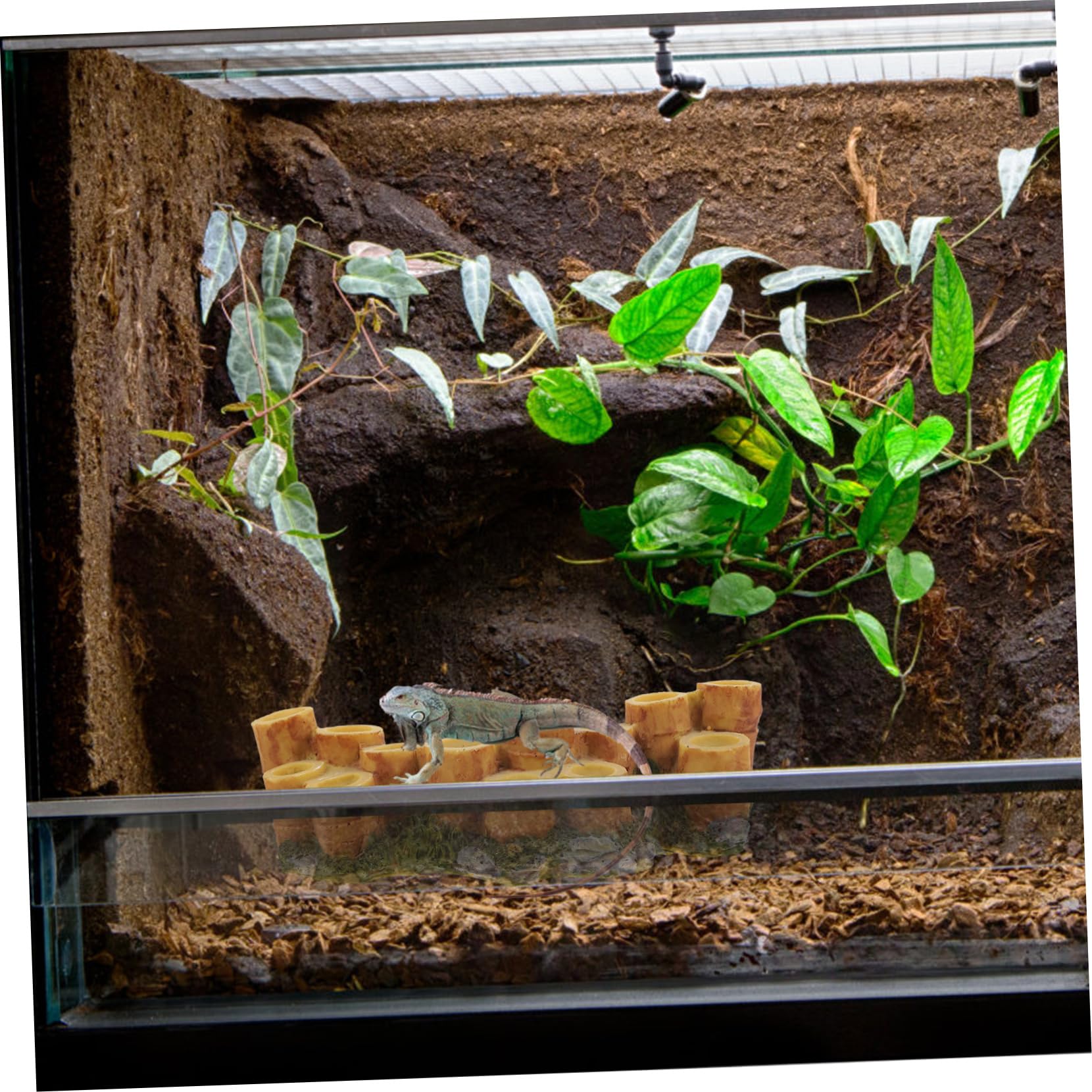 TOBBOMEY Realistic Resin Stump Basking Platform for Reptiles Mini Tree Stake Natural Feel for Pet Turtles