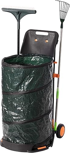 Gardenised Carrito de jardín multiusos y colector de hojas, rastrillos de hojas de mano incluidos, verde