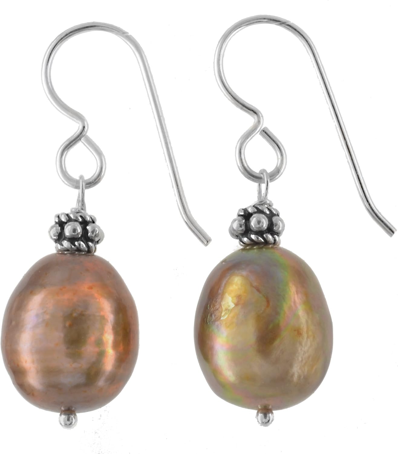 ASHANTI Bronze Freshwater Cultured Pearl Sterling Silver Handmade Earrings