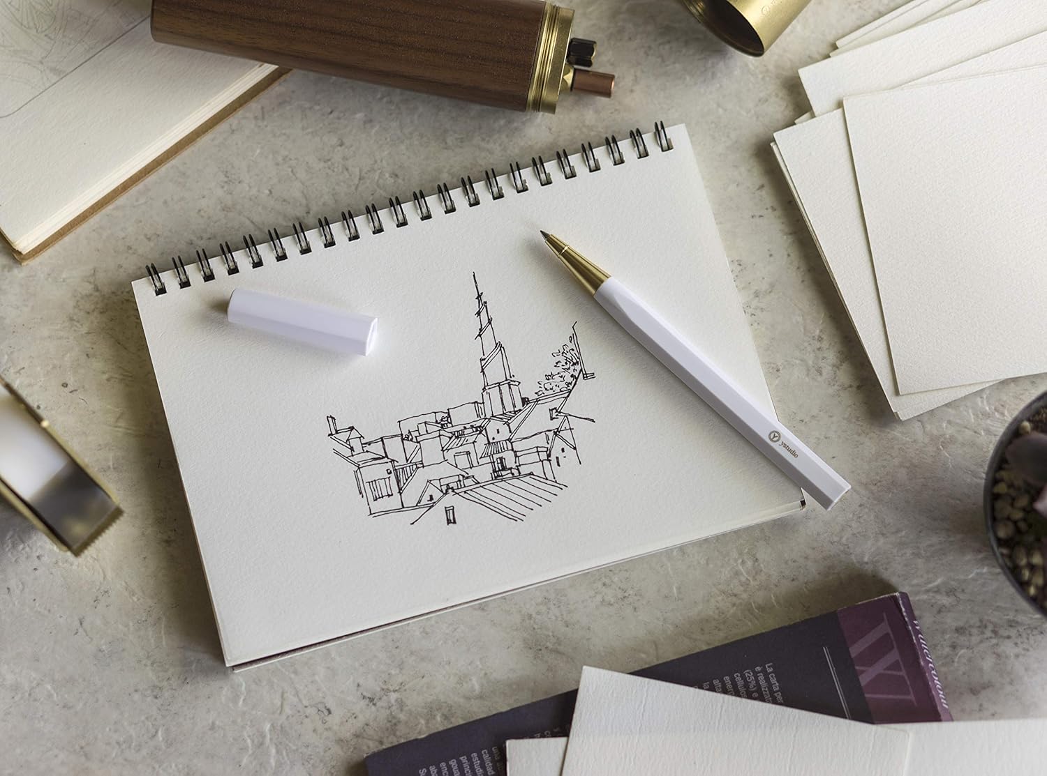 YSTUDIO Resin-Rollerball Pen(White)