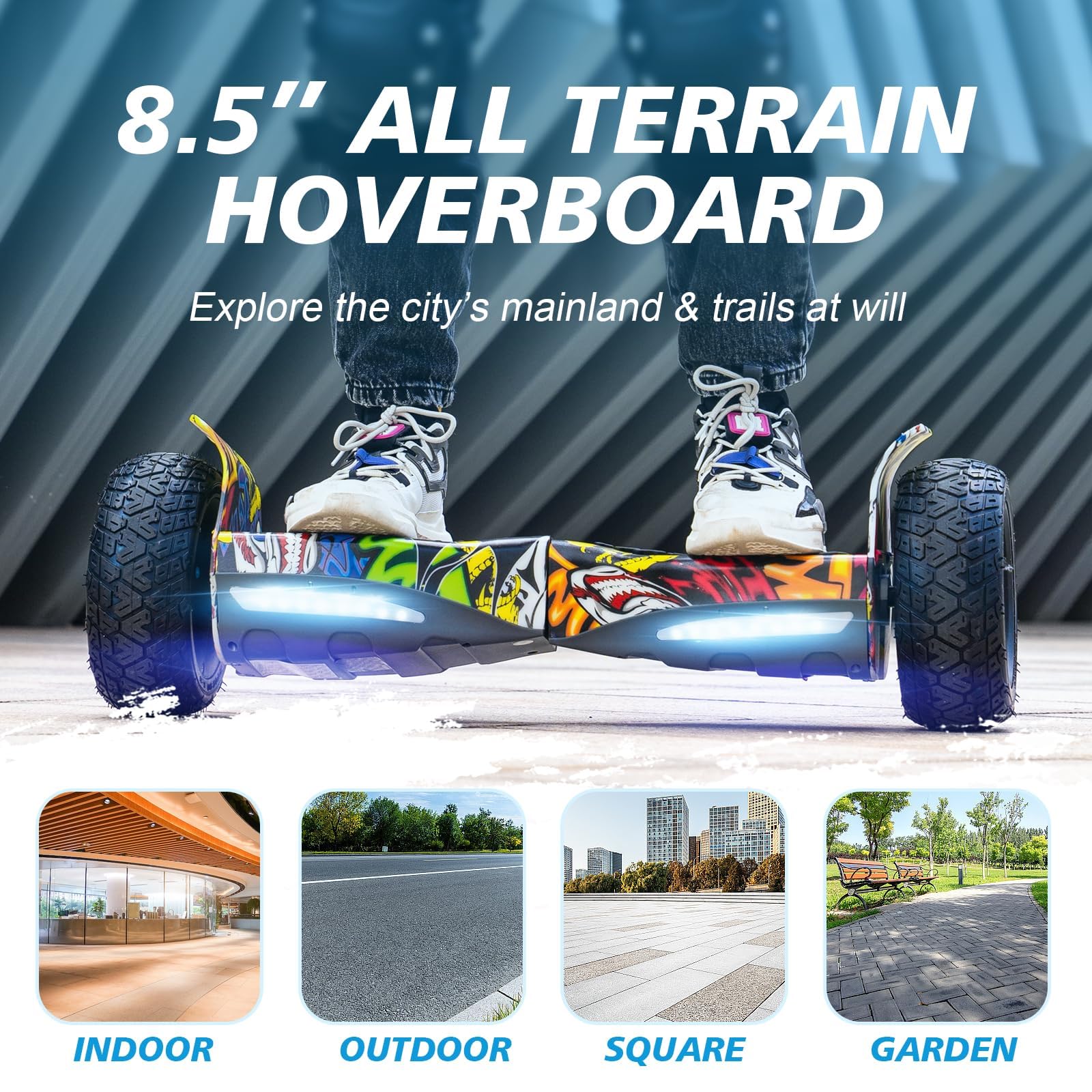 RCB hoverboards SUV y Kart,con Bluetooth, Control de Aplicaciones, Hoverboards Todo Terreno 8.5" Hummer, Mejor Regalo para Niños