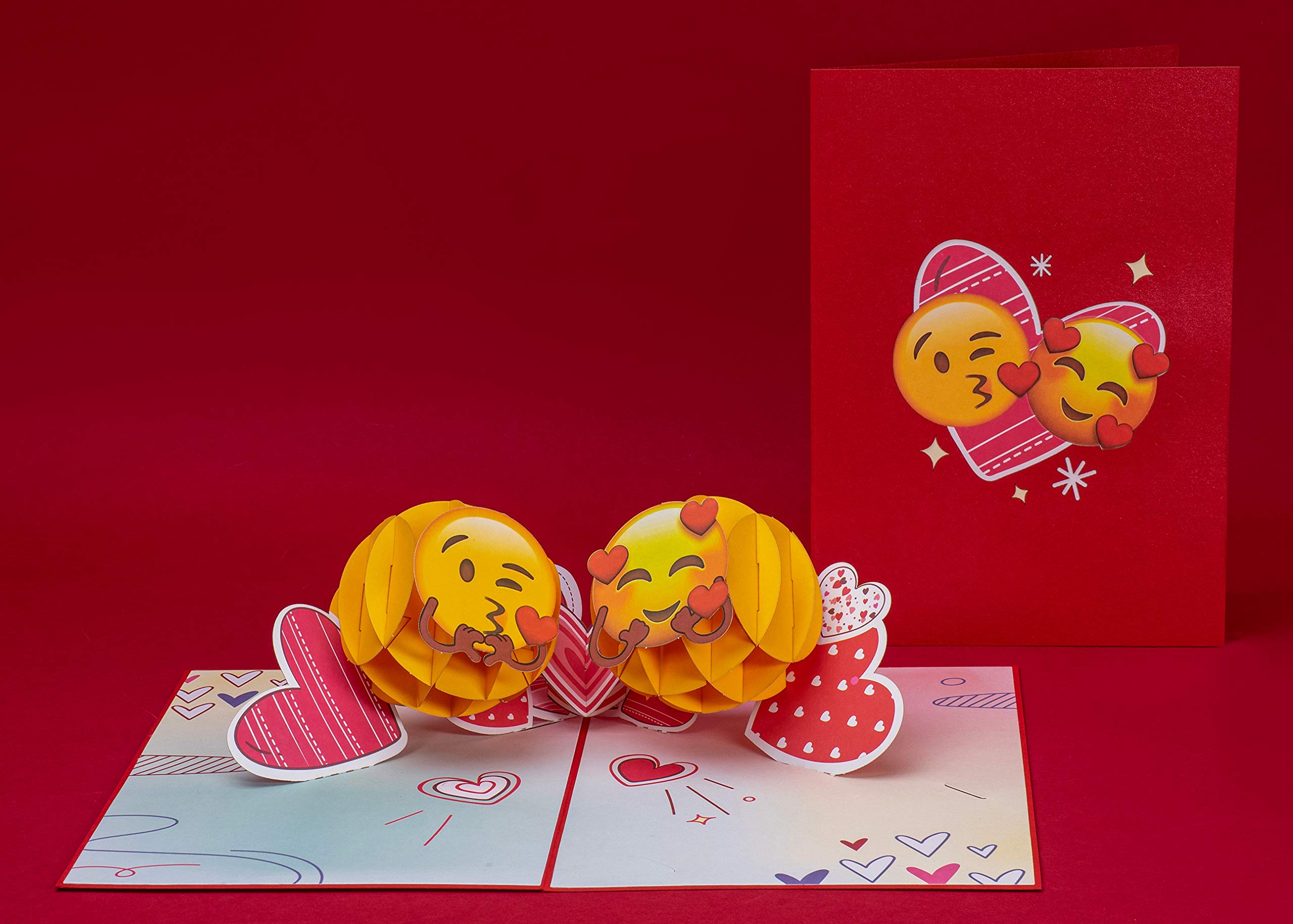 PaperLove - Tarjeta desplegable para el día de San Valentín, emojis de amor, tarjetas de felicitación 3D hechas a mano para el día de San Valentín, boda, aniversario, amor, romance, todas las