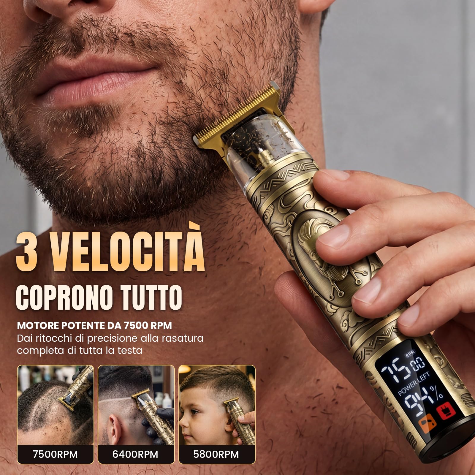 Yineel HC200 Tagliacapelli Uomo Professionale, rasoio elettrico barba | Elettrico Barba Macchinetta per Capelli Ricaricabile USB, Schermo LCD,Set Tagliabarba,Lama di Precisione a T, Regalo per Uomo