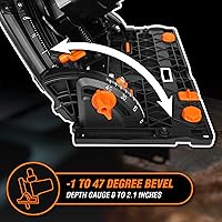 Vista 8 de WEN Sierra de riel inalámbrica de 6.5 pulgadas, sin escobillas con velocidad variable (solo herramienta, batería máxima de 20 V no incluida)