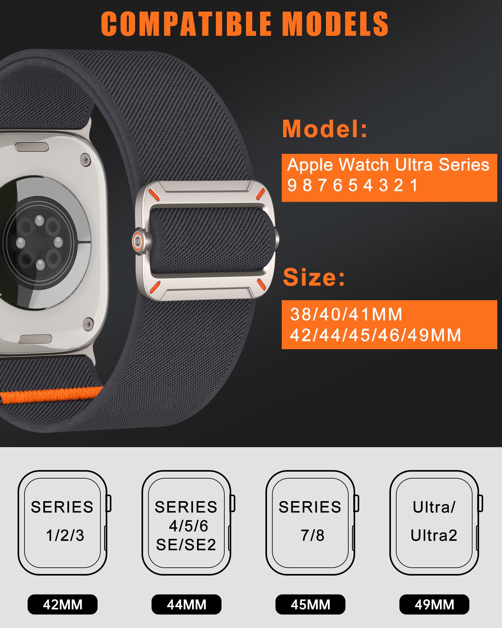 Higgs Nylon Cinturini Compatibile con Cinturino Apple Watch 40mm 41mm 38mm 42mm (Series 10) Donna,Cinturino Regolabile Nylon Elastico Sport Cinturino per iWatch Series 10 9 SE/2 8 7 6 5 4 3 2 1