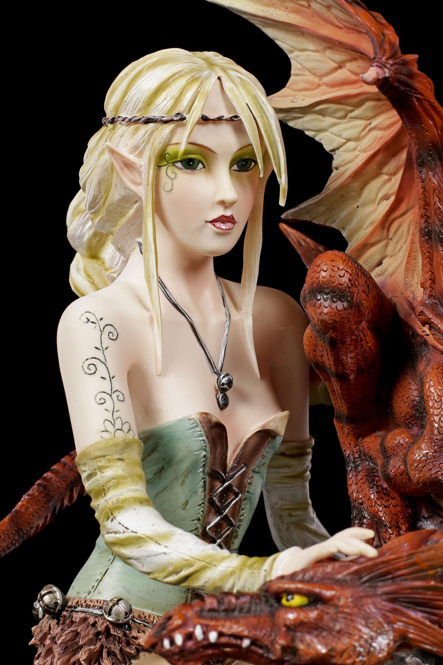 Unbekannt Elfen-Figur mit großem Drachen - Elfenfigur Drachenfigur Elfe Fee Fairy Deko
