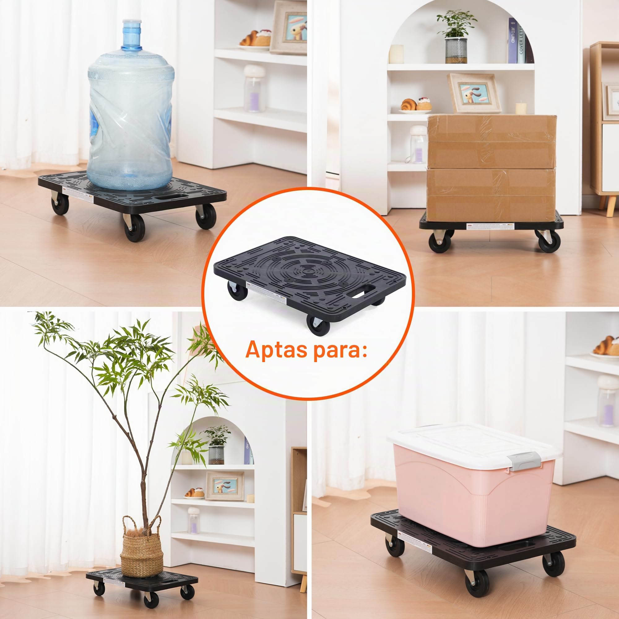 Maxworks 80854 - Plataforma rodante de Polipropileno, Color Negro, Capacidad de 200 Libras