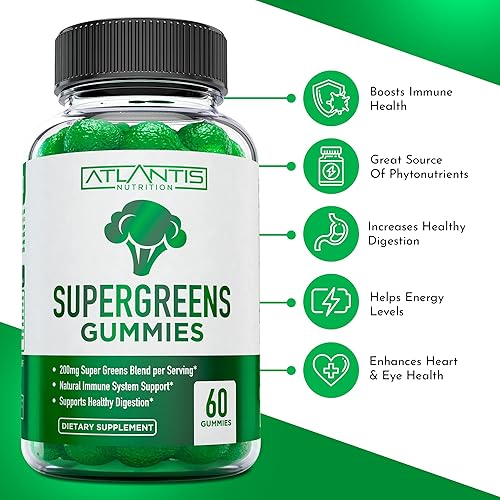 Miniatura 2 de 60 gomitas Supergreens Daily Green Superfoods Suplemento + 60 gomitas Keto de vinagre de sidra de manzana para pérdida de peso avanzada.