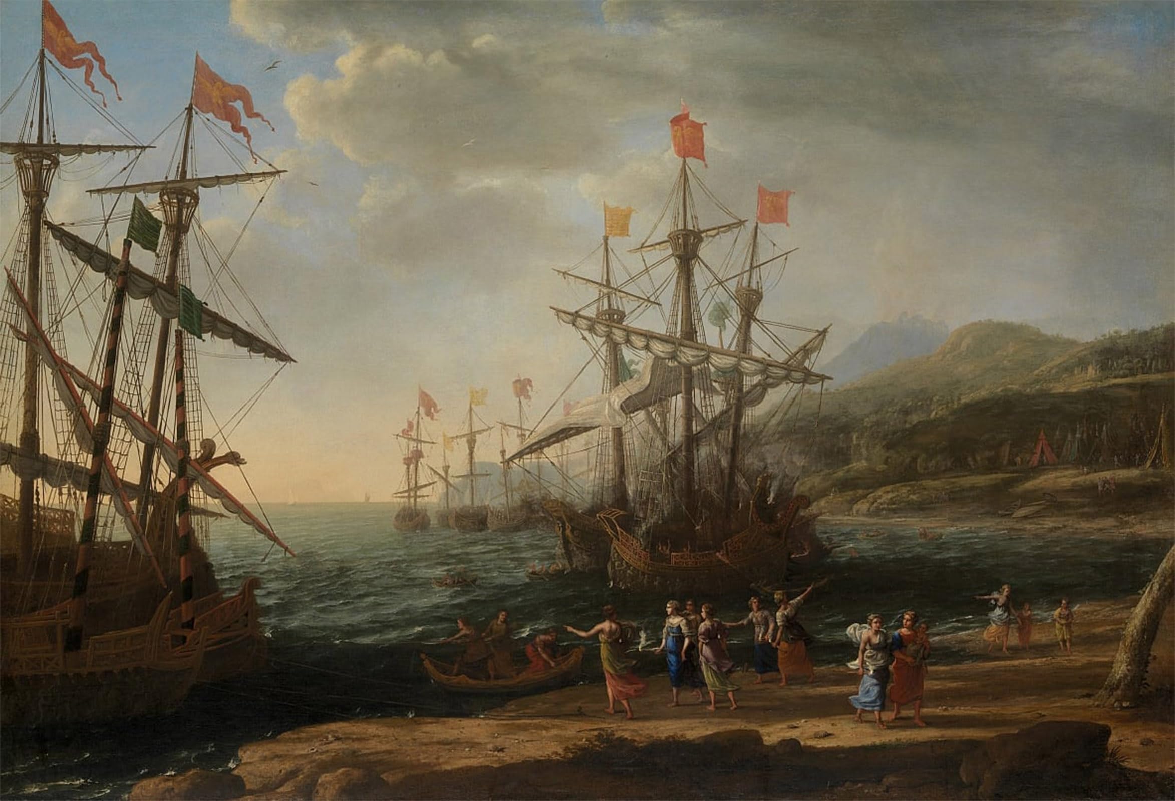 ARTXLXXBN Famous Painting Art Wall Decor Abstract Art Picture the Trojan Women Fire to Their Fleet by Claude Lorrain Animal Pictures for Home Decor 60x90cm