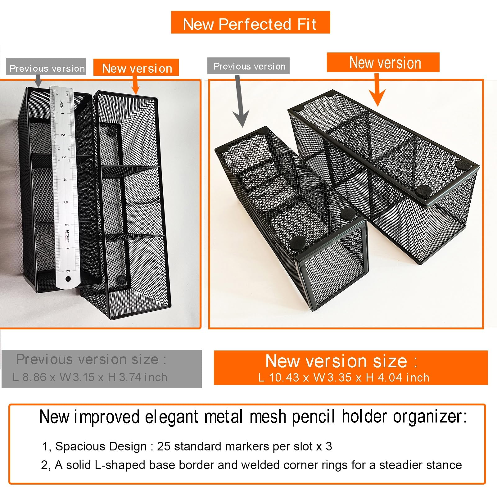 Stiftehalter, Organizer aus Metallgeflecht, Schreibtisch-Organizer, 3 Fächer, Büro-Caddy Aufbewahrung, kleiner schwarzer Netz-Bleistifthalter für Schule, Küchenutensilien, 22 x 8,9 x 7,6 cm