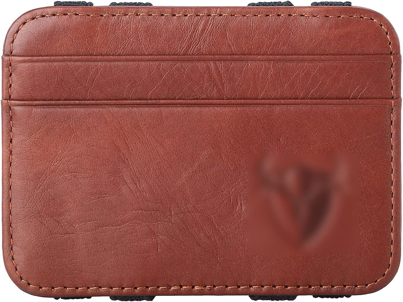 Card Pouch Wallet Pu Material Men's Creative Money Clip Simple Elastic with Bifold Card Holder Card Cases(Brown)