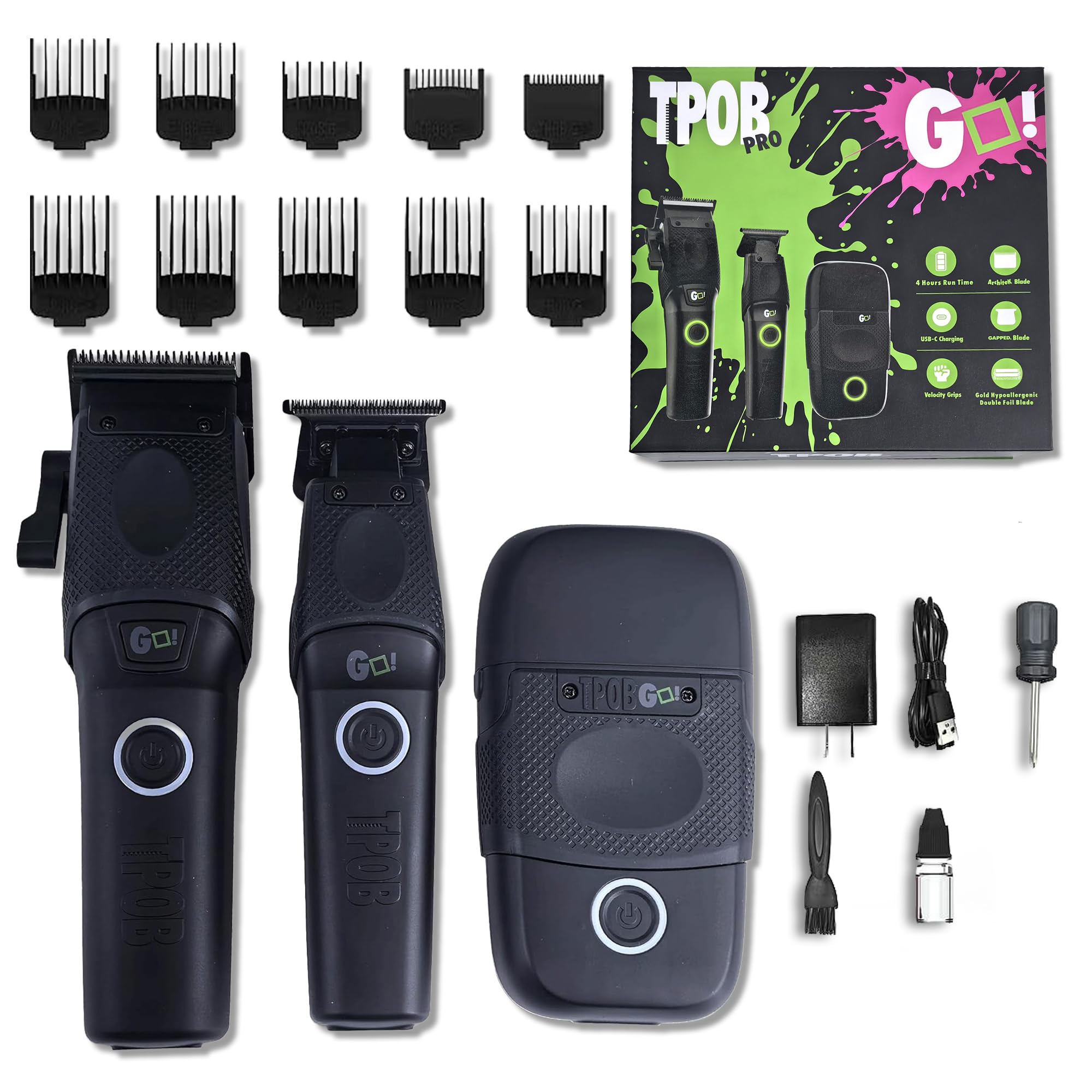 TPOB Professionale Barber Clippers Go Blackout Edition Set con Trimmer e Rasoio