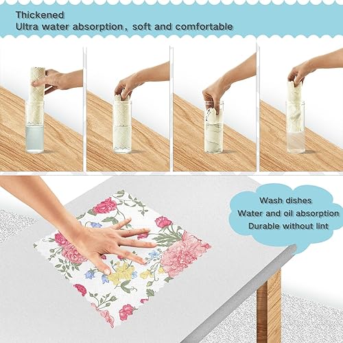 Miniatura 4 de Floral Bouquet Flowers Rose Soft Decor Microfiber Towels for Kitchen Quick Dry 6 Pack Tea Cup Kitchen Towels for Bathroom Coffee