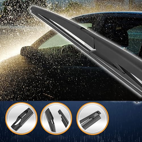 Miniatura 7 de Unifizz Juego de brazos de limpiaparabrisas trasero para Fiat 500 2007-2019, negro, 12 pulgadas