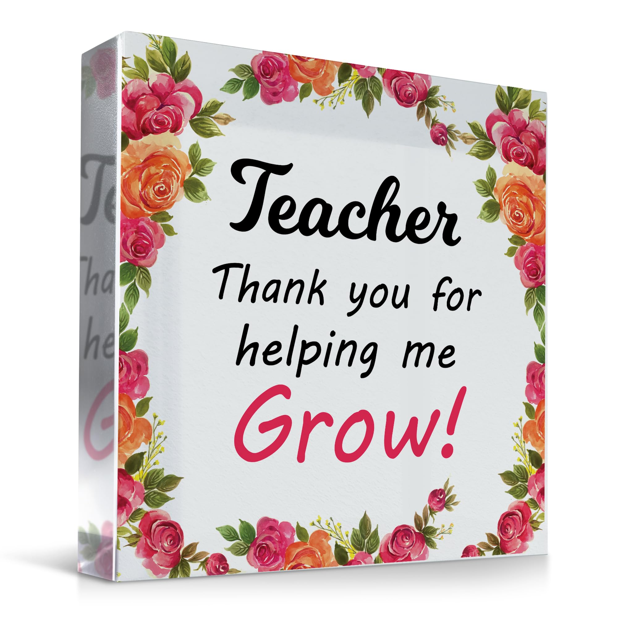 Red Ocean Gift For Teacher Thank You For Helping Me Grow Acrylic Block Leaving School Nursery Pre School Gift For Teacher Teaching Assistant From Student Goodbye Gift Keepsake