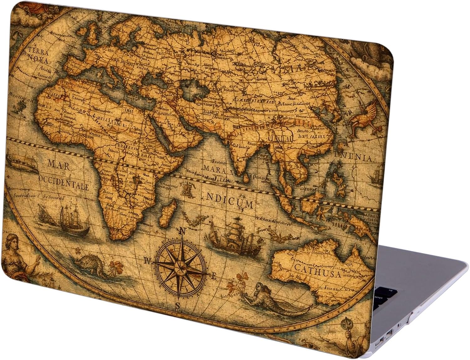 Compatible with MacBook Neo 13-inch, Hard Shell Case with Keyboard Cover and Screen Protector (A3404 A18 Pro chip, 2026 Release) - Vintage Map MC23177