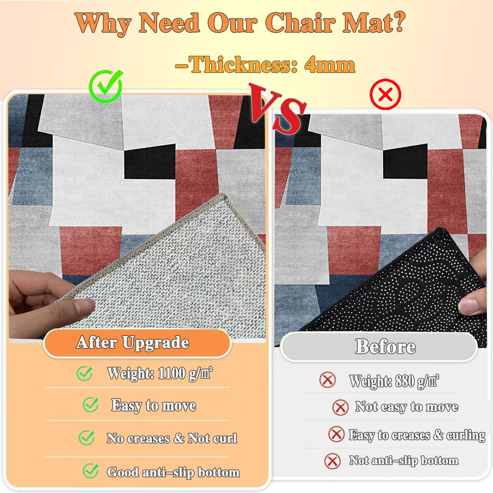 Alfombrilla para Silla de Gaming Oficina Protector de Suelo Alfombra Silla de Ordenador Antideslizante Silla Ruedas Alfombra Suelo Alfombra Silla Escritorio para Suelos Duros Laminado 120 x 160 cm