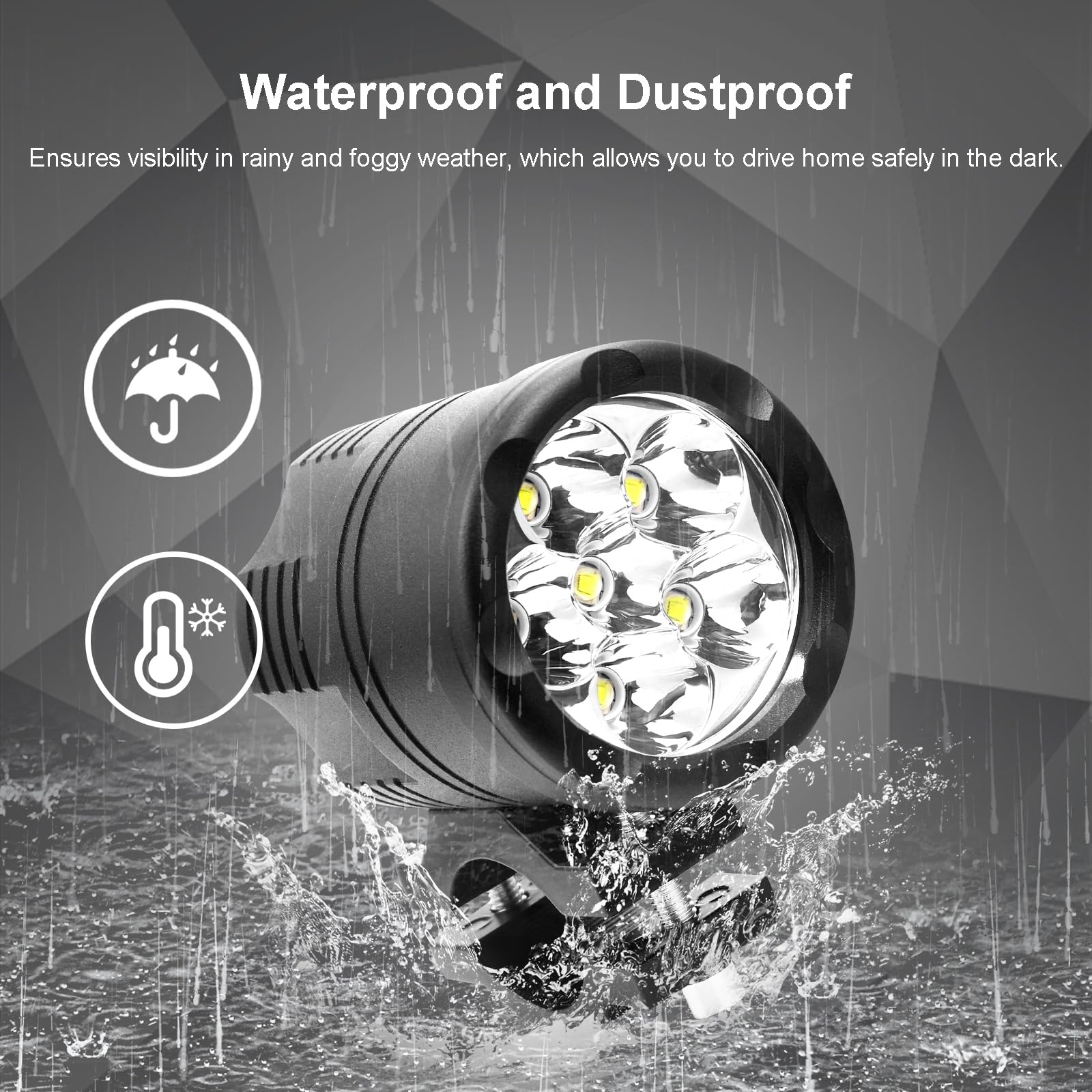 feux additionnels moto led, phare, led moto projecteur lampe Kit Feux de Route à LED Rond avec Interrupteur et Support de Montage, 2Pcs