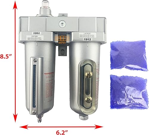Miniatura 2 de 12 "NPT Heavy Duty Grado industrial 2 etapas filtro coalescente sistema de secado desecante para líneas de aire comprimido, cuencos de metal, ideal