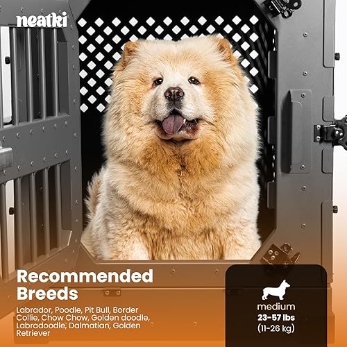 Miniatura 3 de Jaula para perros plegable y resistente, portátil de aluminio con recubrimiento en polvo para perros medianos, ideal para uso en interiores y viajes