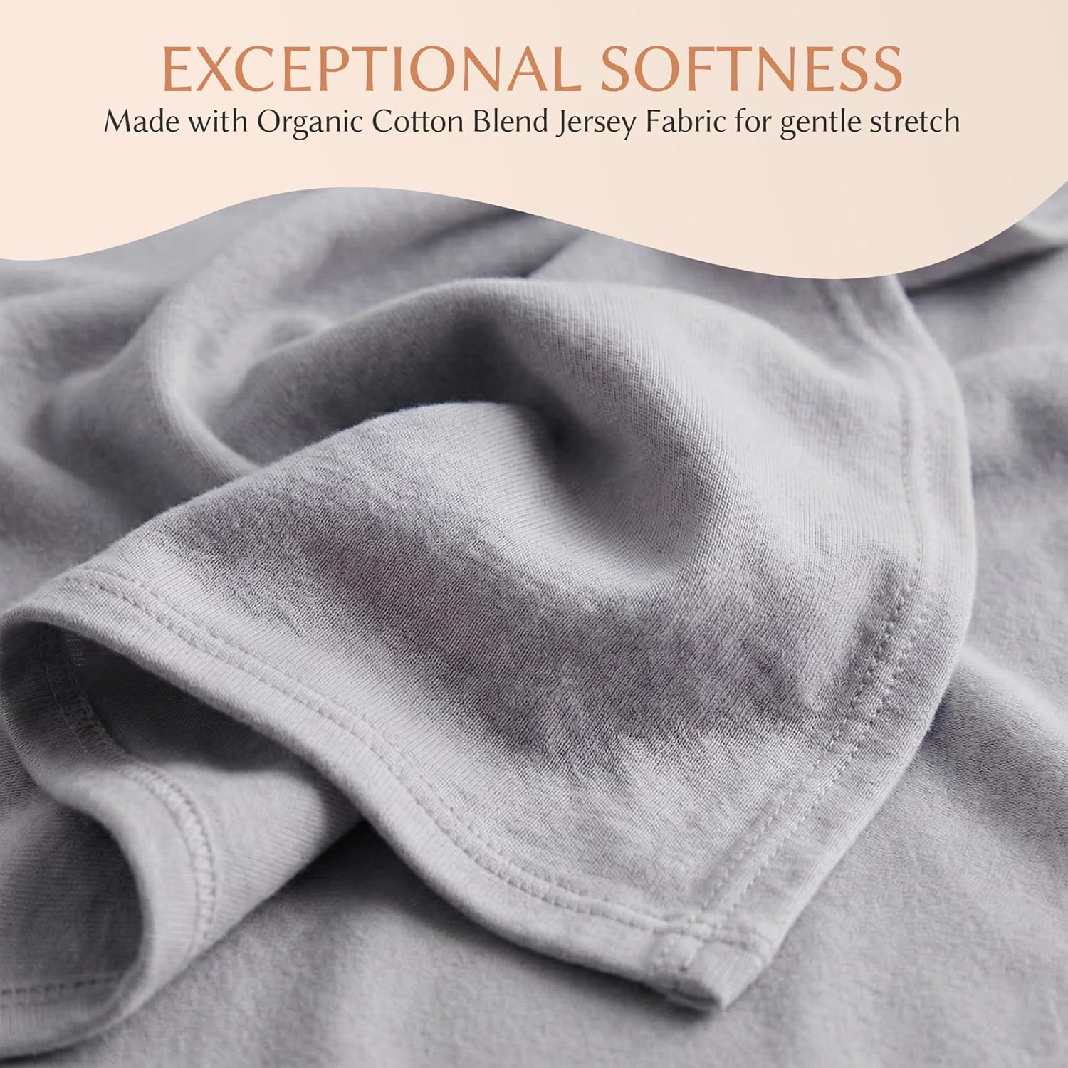 Baby Swaddle Blanket, 48 x 48 in Single Swaddle Blanket, Breathable Stretch Fabric, Organic Cotton Swaddle Blankets, Stone Grey