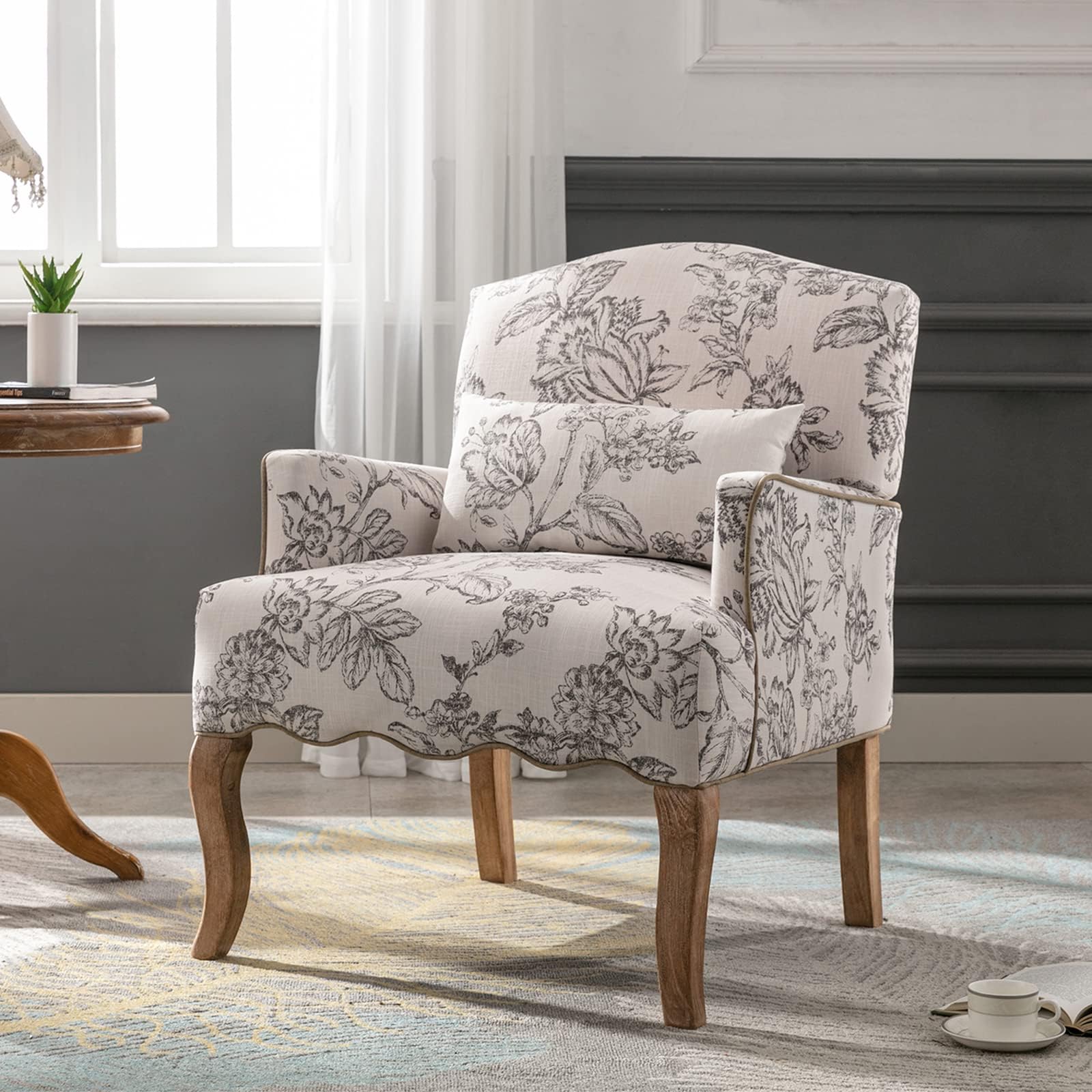 Wahson Modern Accent Chair Lounge Tub Armchair in Linen, Upholstered Single Sofa Occasional Leisure Chair for Bedroom/Living Room/Reading, Beige