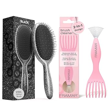 Framar Detangling Brush for Curly Hair Hair Brushes for Women Detangler - Premium Hair Brush Cleaner Tool Hairbrush Cleaner Tool