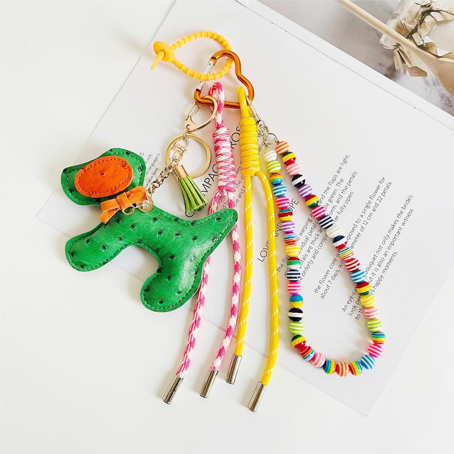 QTMY Cute Puppy Beaded Rope Braided Keychain Bag Charms for Handbag Purse Backpack Accessories for Bogg Bag,724 - Image 2