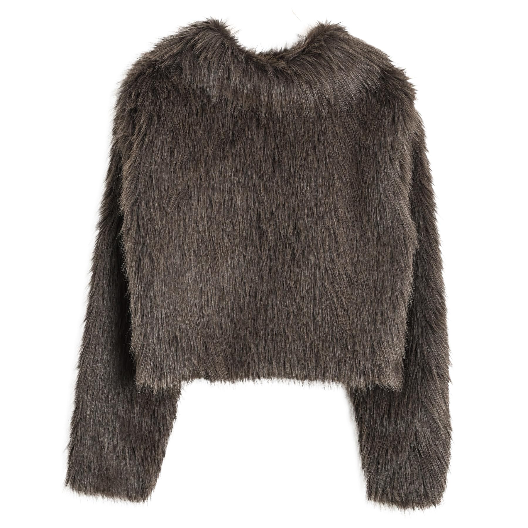 Amazhiyu Cappotto invernale da donna in pelliccia sintetica, a maniche lunghe, girocollo, con cerniera, caldo cappotto invernale
