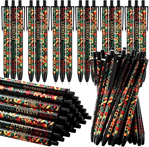 500 bolígrafos negros del mes de la historia a granel para premios de aula, inspiradores, geométricos, libertad, diversidad, bolígrafo igual,