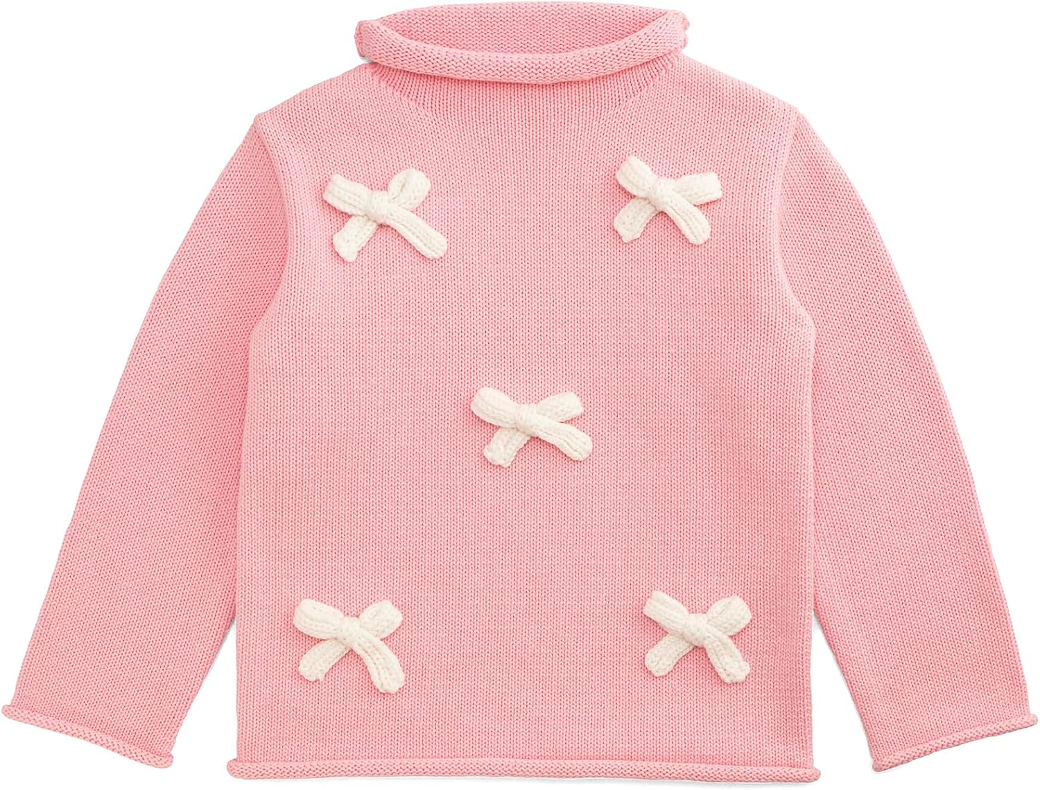 [Mud Pie] ボウロールネックセーター Mud Pie Kids Pink Bow Rollneck Sweater