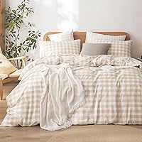 Vista 25 de BESTOUCH - Juego de funda de edredón de 100% algodón lavado, tacto supersuave, cómoda, elegante, ligera, juego de ropa de cama de 3 piezas