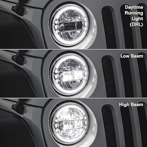 Vista 32 de TRUE MODS H6024 - Faros delanteros LED negros de 7 pulgadas para Jeep Wrangler JK Unlimited JKU TJ LJ CJ TJ TJ Accesorios [aprobado por DOT]