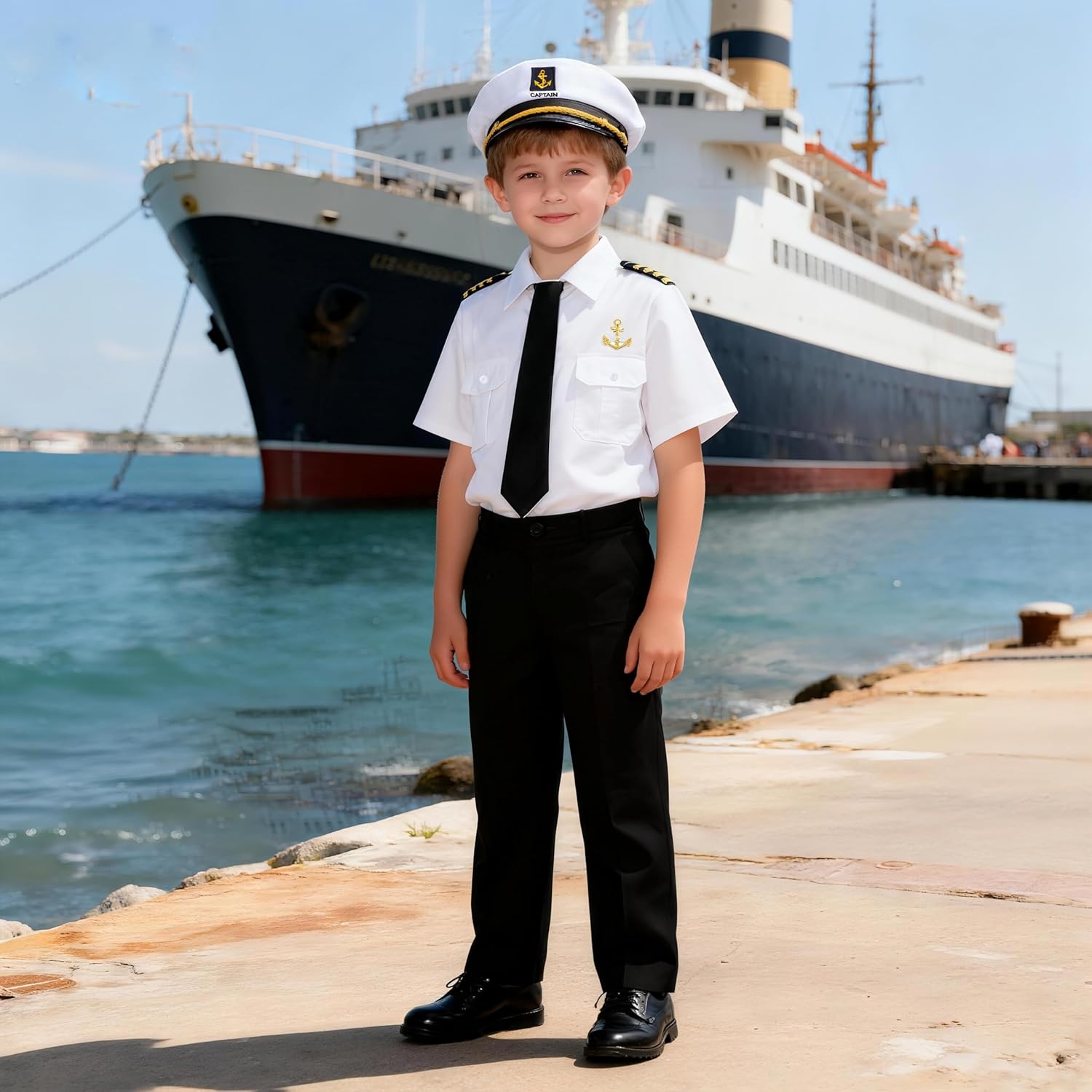 Gukuu&co Boy’s Yacht Captain Costume Kids Sailor Costume for Halloween Dress Up Carrer Day 100th Day of School - Image 2