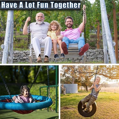 Miniatura 7 de Paquete de 2 cadenas colgantes con 4 mosquetones, kit de herramientas de hamaca resistente de capacidad de 660 libras para sacos de boxeo, sillas de