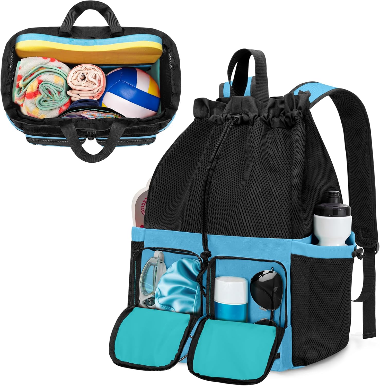 Fasrom Mesh Swim Backpack, 30L Swim Gear Bag with Wet/Dry Compartment and Waterproof Bag for Swimming, Gym, Water Sports, Athlete Training