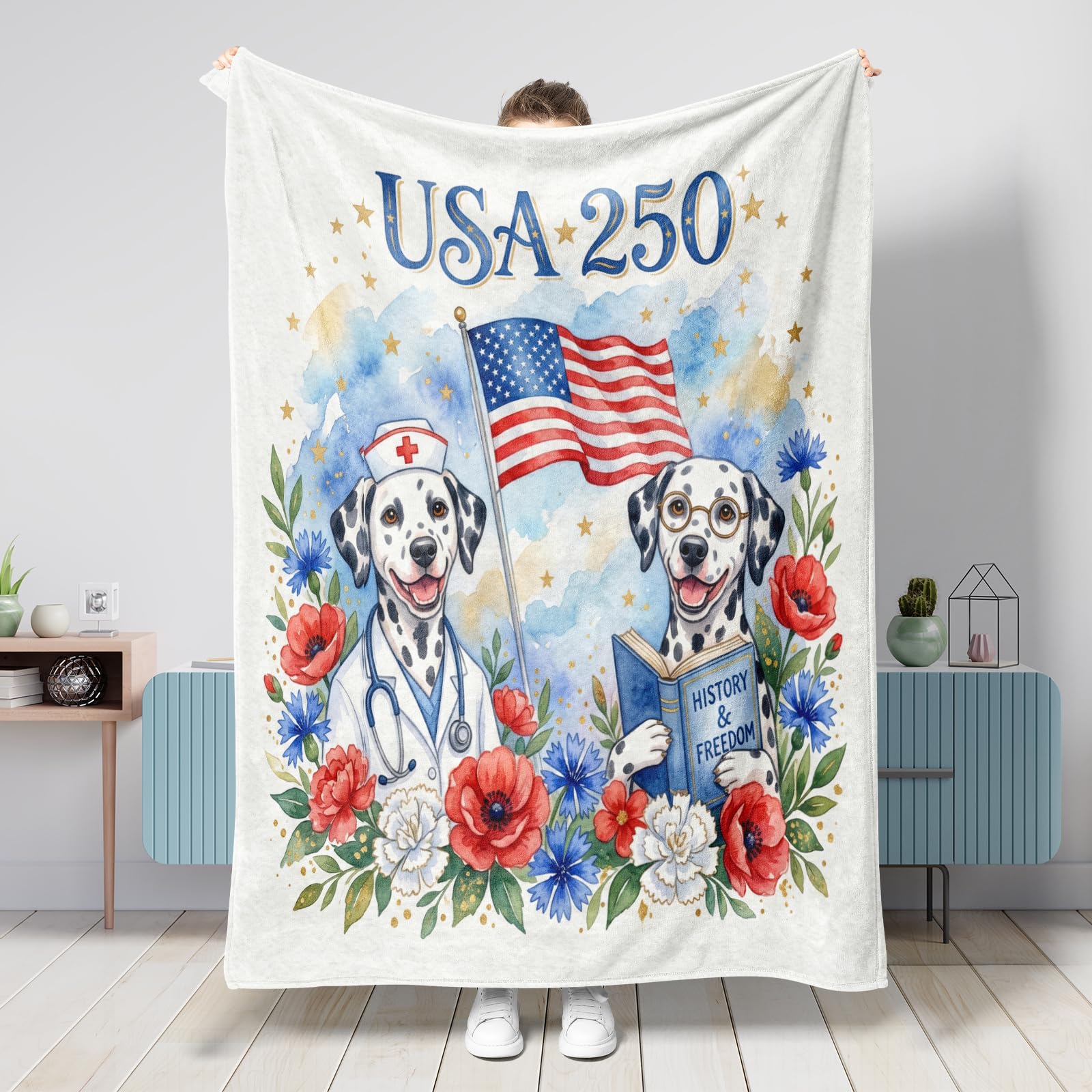 Couverture en flanelle pelucheuse thermorégulatrice grand format dalmatien
