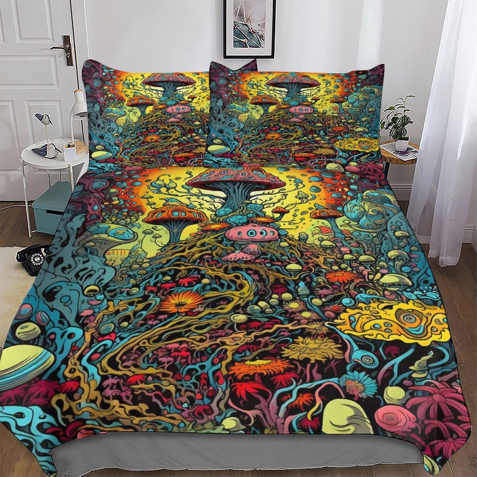 Housse de couette champignon parure de lit microfibre 220x240cm