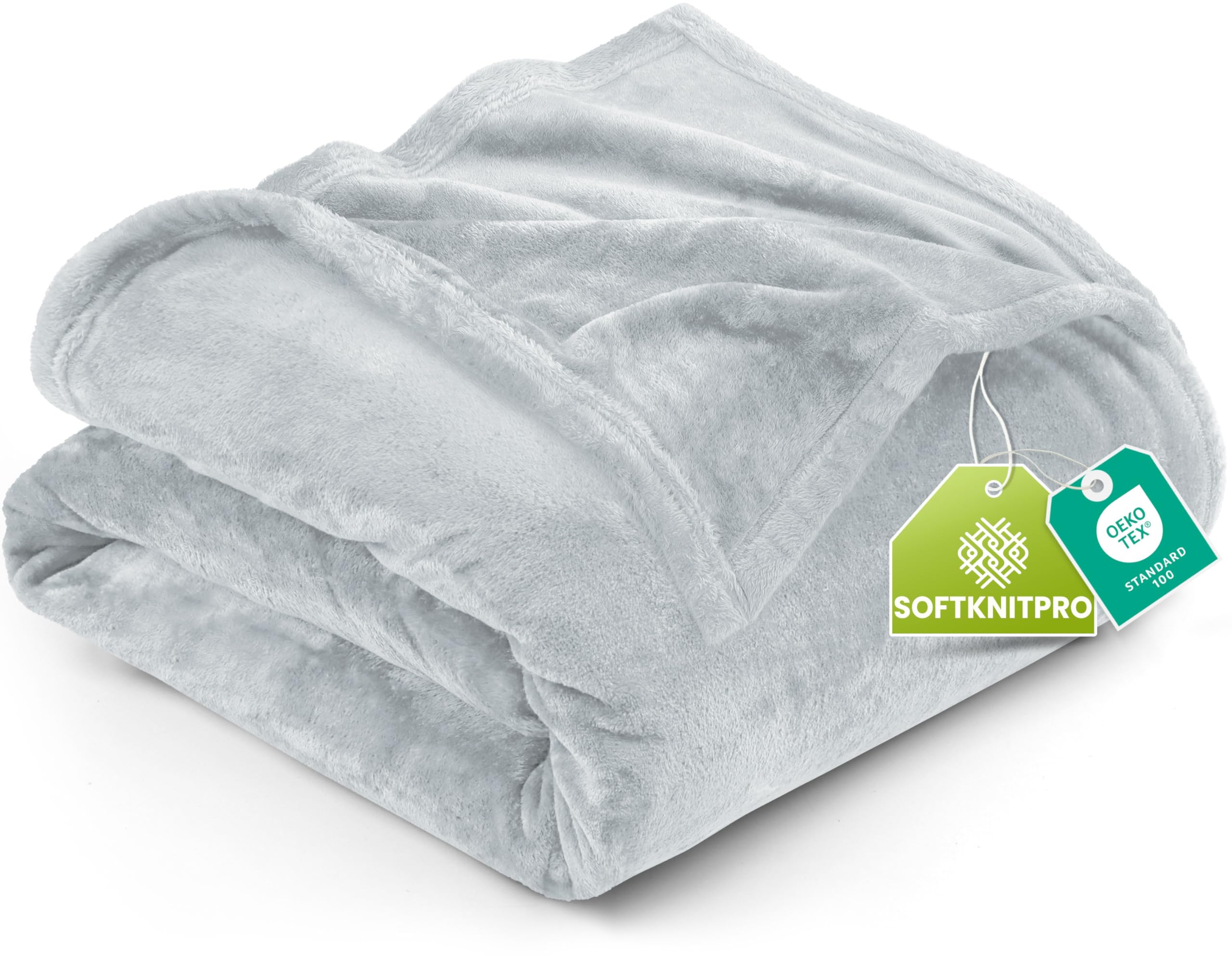 bedding fleece blanket twin size light grey (60x80 inches) ultra soft warm lightweight microfiber breathable anti-static cozy bed blanket, all-season home decor gift for men & women