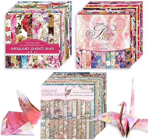 Vista 15 de Kit de papel para origami 6x6 Wanshui, 150 hojas, 50 colores vivos, doble cara, mismas impresiones tradicionales, patrón cuadrado, para proyectos