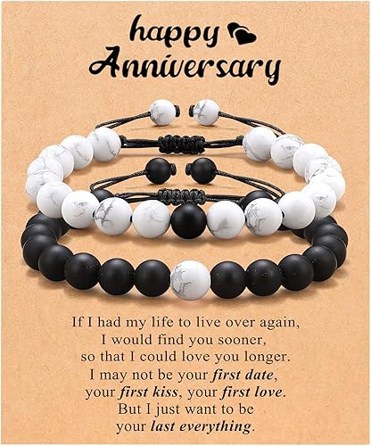 UNGENT THEM Juego de pulseras ajustables a juego para parejas, regalos para novio, novia, pareja, marido, esposa, prometido, alma gemela, hombres y