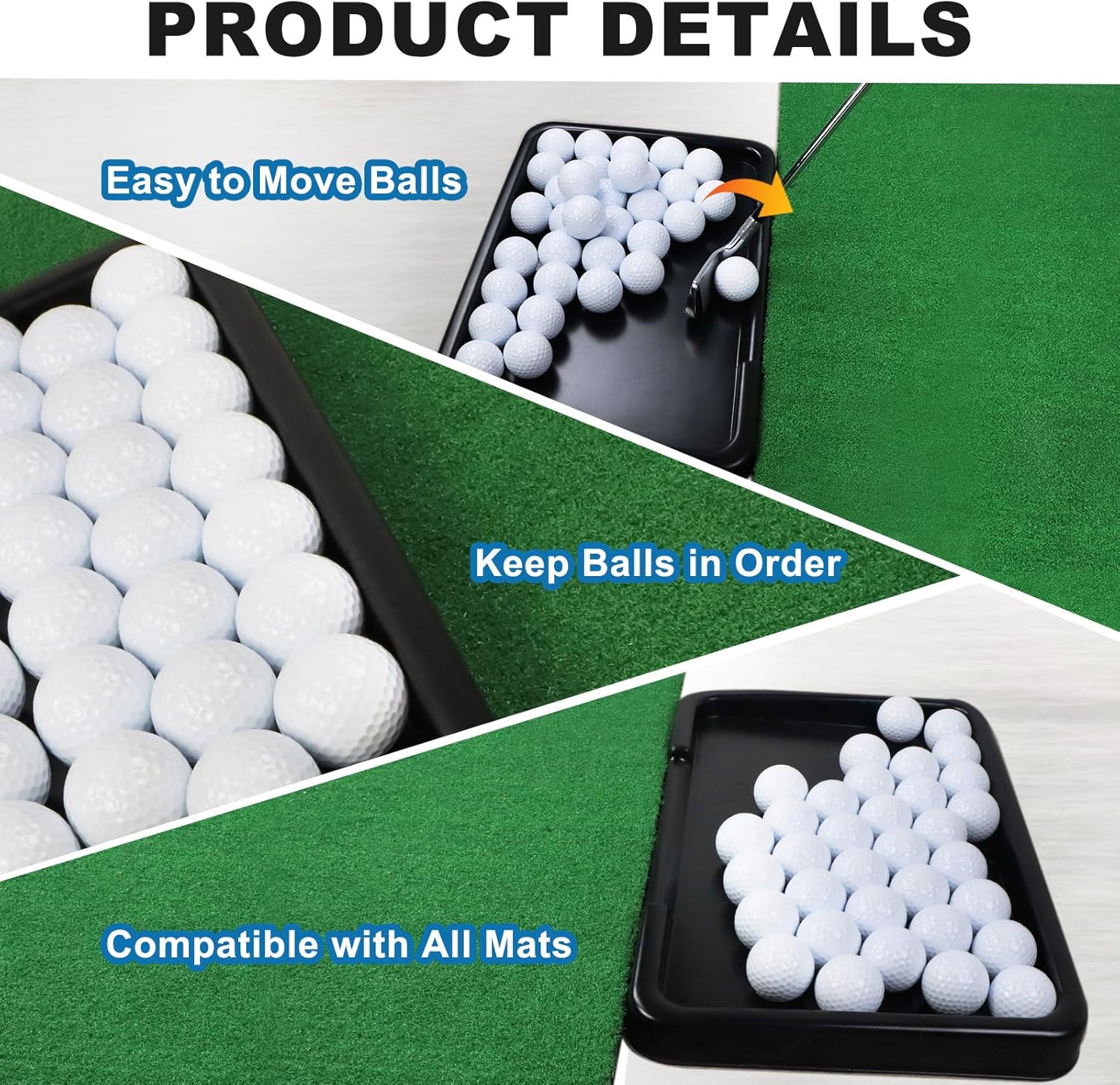 Golf Ball Tray with 18 Foam Golf Balls - Excellent Durability and Stability for Indoor and Outdoor Training - Compatible with All Hitting Mats