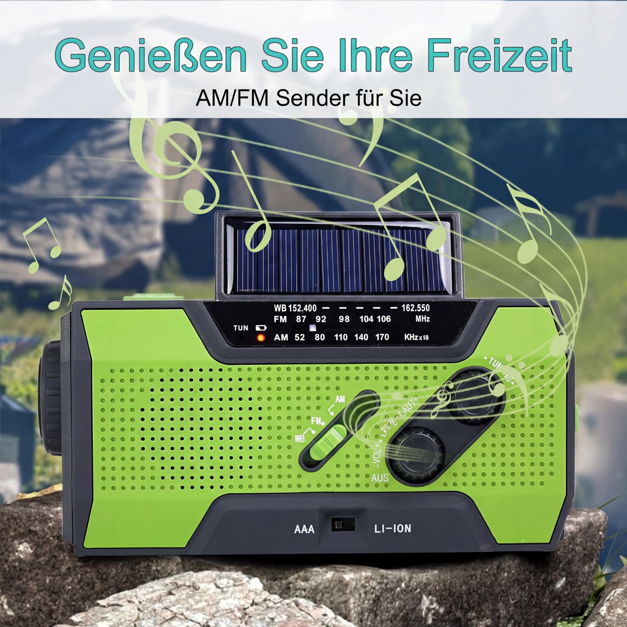 Alerskyo Emergency Radio, Upgrade Version Notfallradio AM FM NOAA mit 18500mWh 5000mAh Powerbank Tragbares Kurbelradio mit Solar Handkurbel Type C USB Aufladung SOS Alarm LED Taschenlampe IPX3