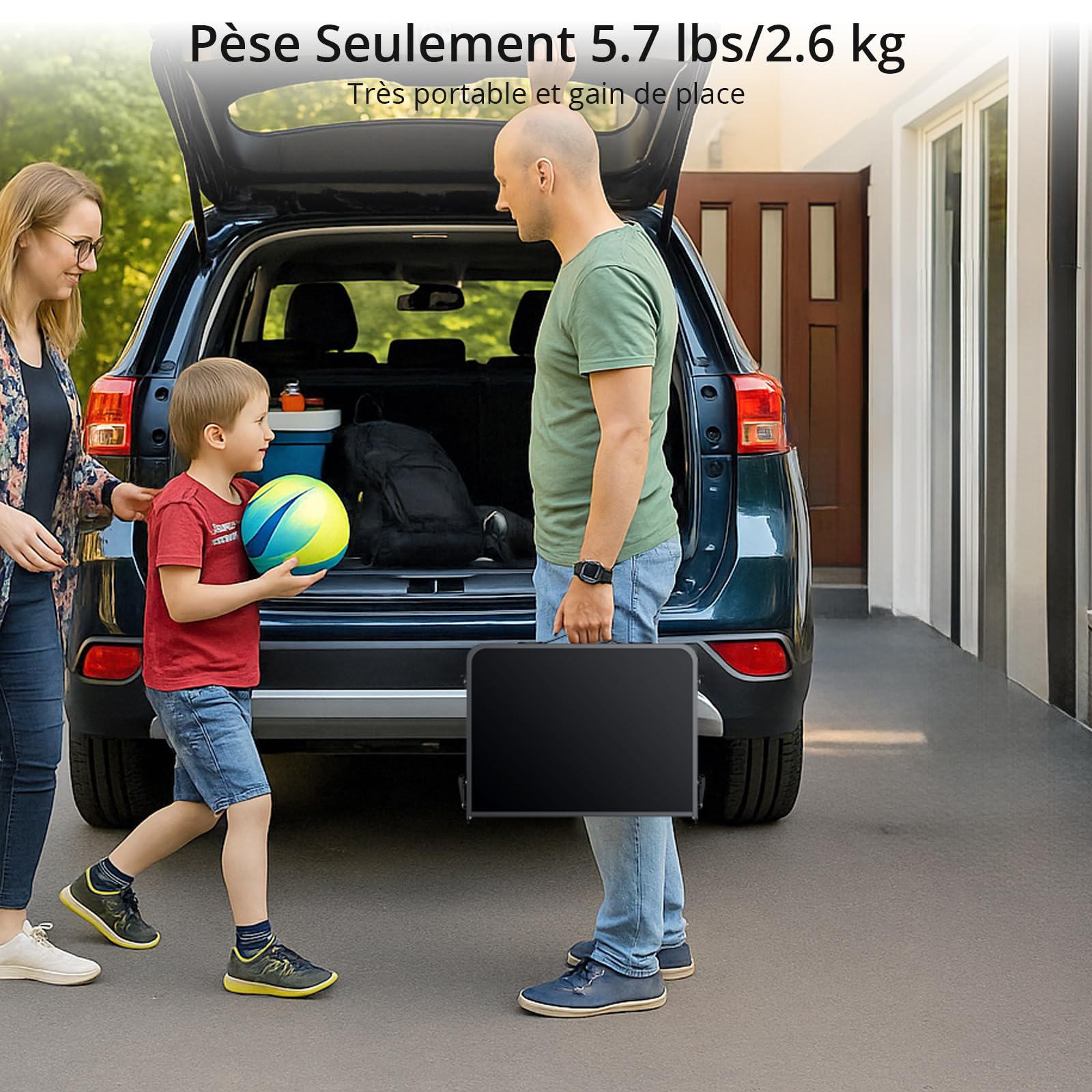 Anbte Table de Camping Pliante 60x40x27/51/74 cm en Aluminium, Noir | Table Pique-Nique avec Filet de Rangement, Légère et Portable avec Plateau en MDF pour Extérieur/Intérieur, Plage, Camping
