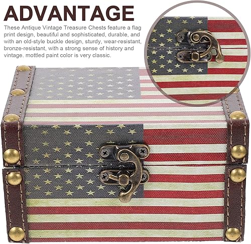 Miniatura 3 de Operitacx Caja de joyería de madera con la bandera de Estados Unidos, caja organizadora de joyas, caja de recuerdo, caja de almacenamiento de