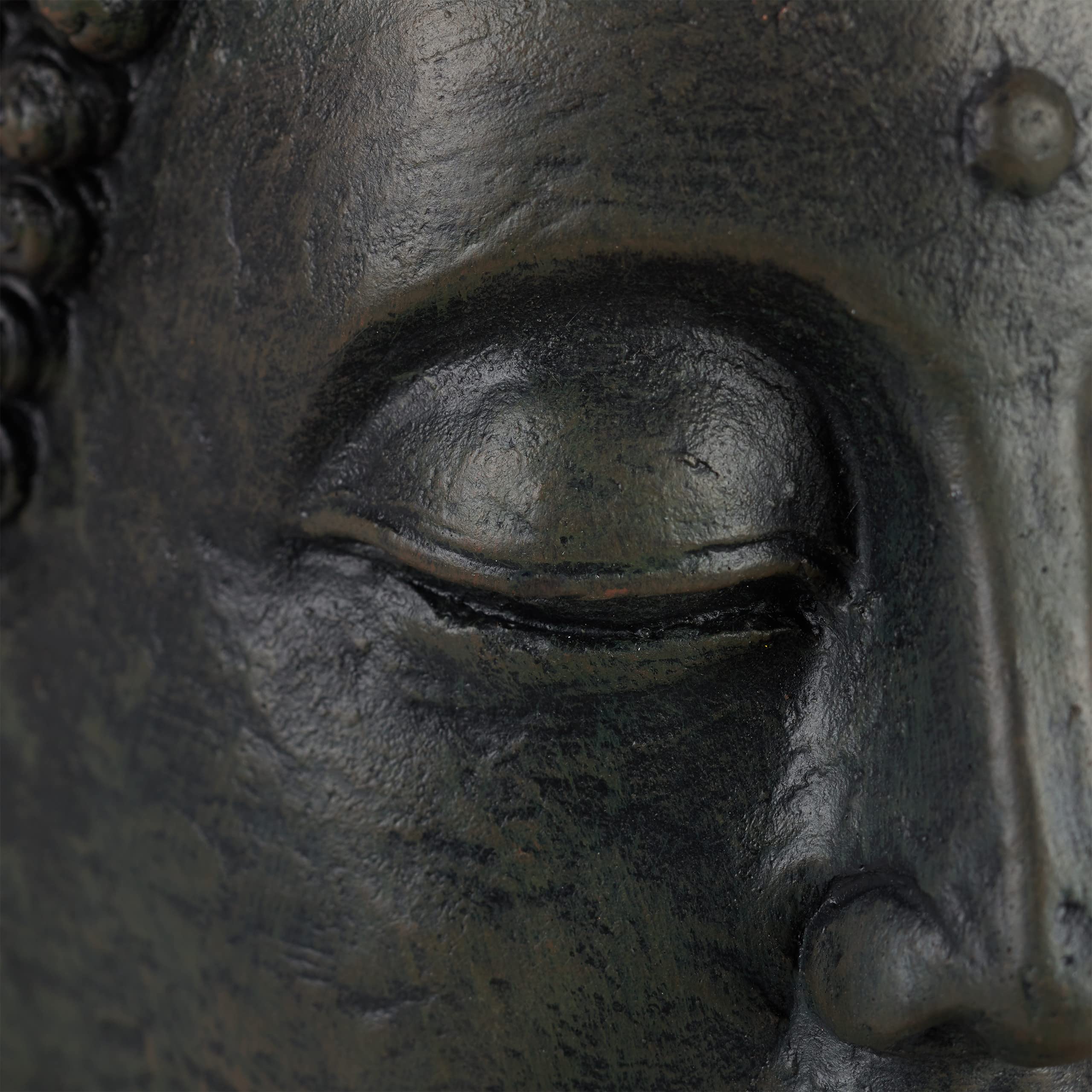 Relaxdays Estatua Buda Sentado XL para Jardín o Salón, Cerámica, Gris Oscuro, 70 cm